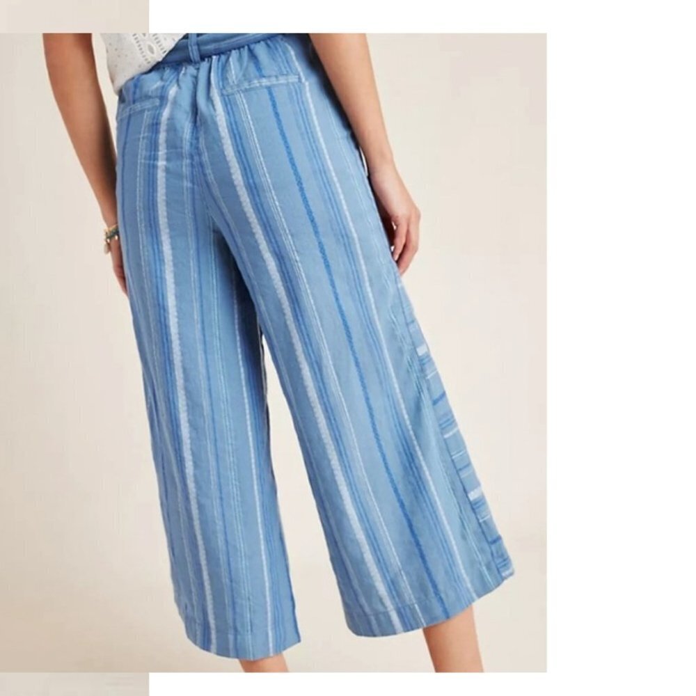 Anthropologie Laguna Cropped Wide Leg Linen Blend Capri Size Small - Picture 3 of 11